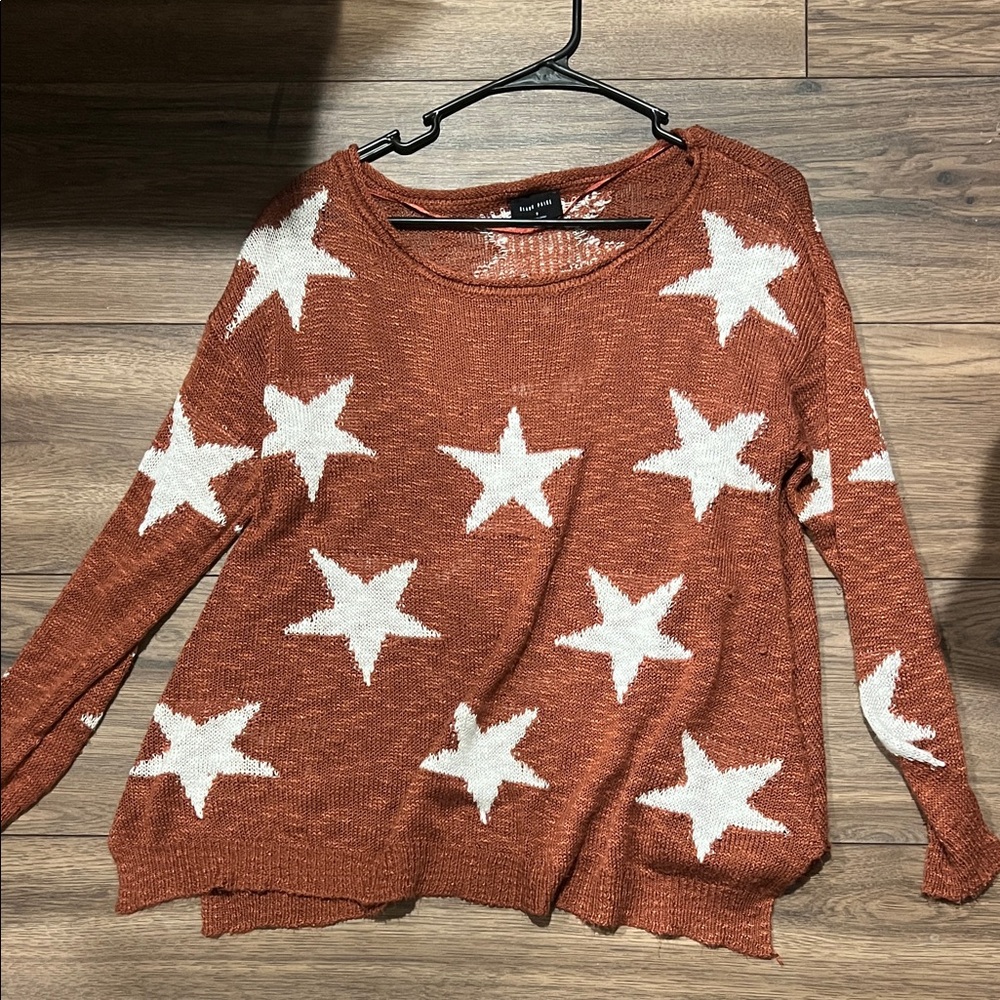 Rust Star Patterned Sweater